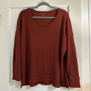 American Eagle maroon waffle knit sweater